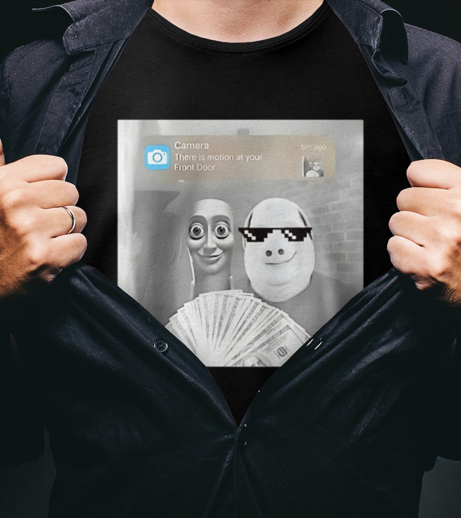 Tung Tung Sahur John Pork Meme With Motion Alert And Money Stack T-Shirt