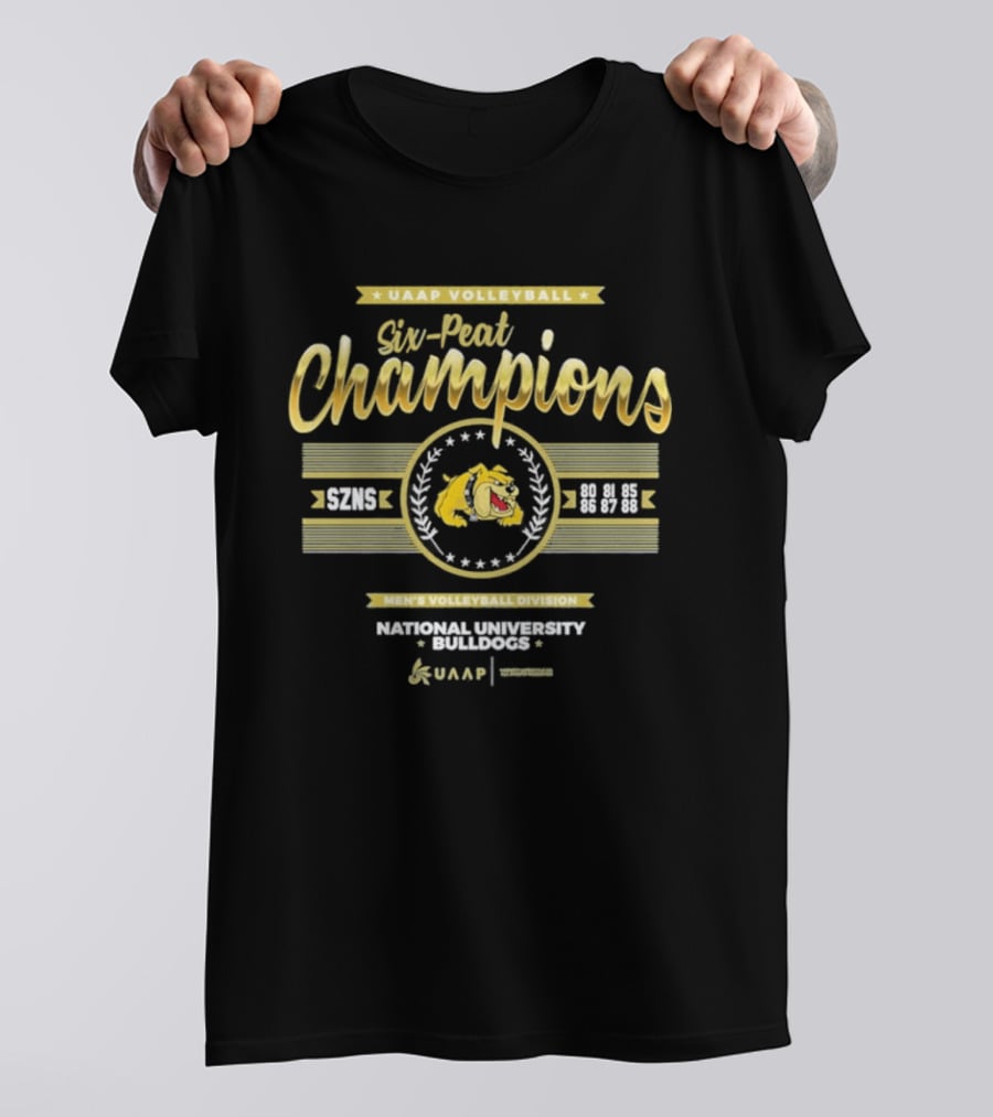 UAAP Volleyball Six Peat Champions National University Bulldogs Men's Volleyball Division T-Shirt