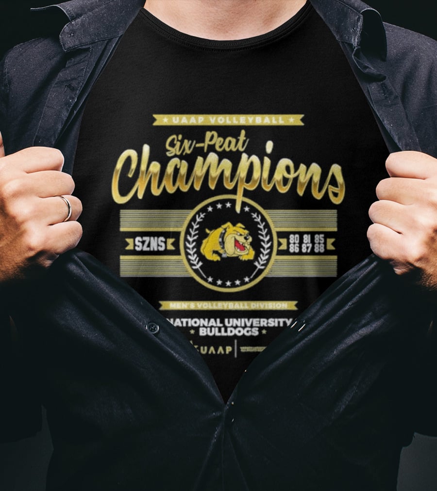 UAAP Volleyball Six Peat Champions National University Bulldogs Men's Volleyball Division T-Shirt