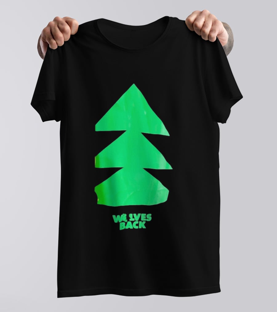 Wolves Back Tree Green Triangular Shapes T-Shirt