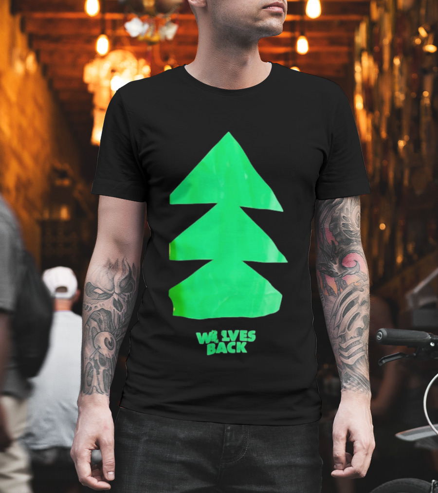 Wolves Back Tree Green Triangular Shapes T-Shirt