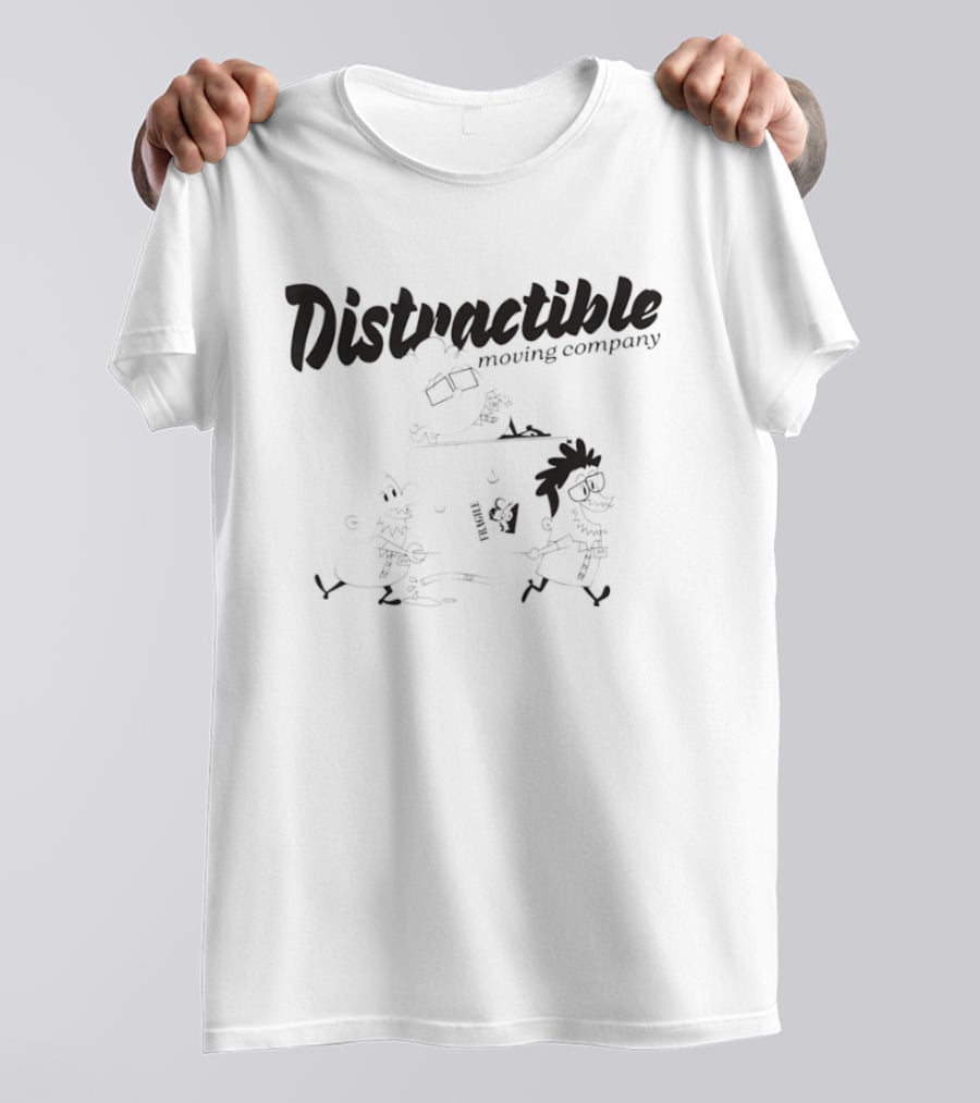 Distractible Moving Company Cartoon Characters Lifting Furniture T-Shirt