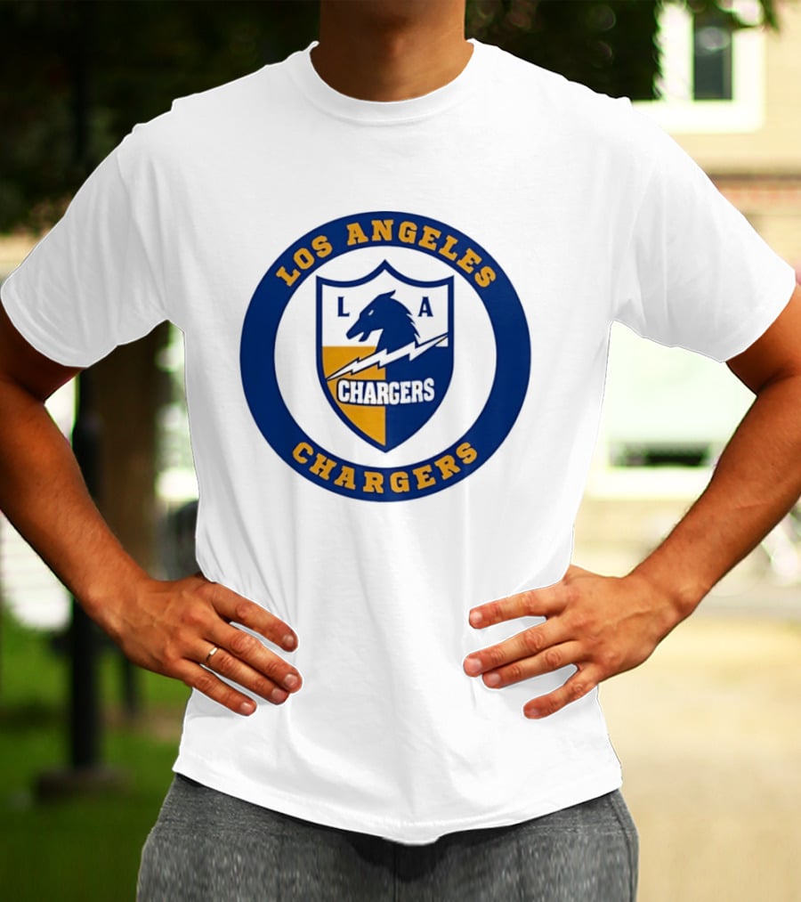 Los Angeles Chargers L.A. Horse Shield Blue And Gold T-Shirt