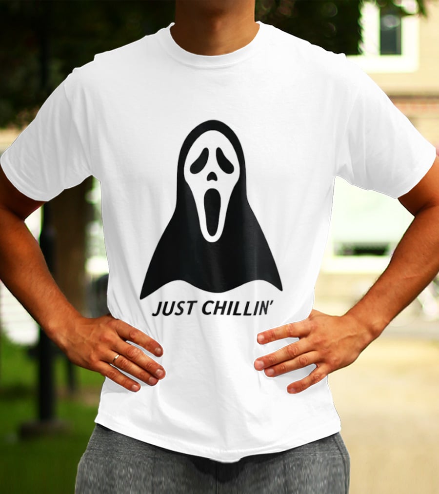 Ghostface Just Chillin Halloween Horror Mask T-Shirt