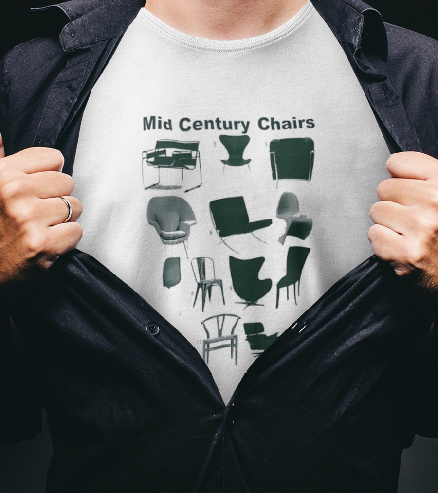 Mid Century Chairs Iconic Furniture Collection T-Shirt