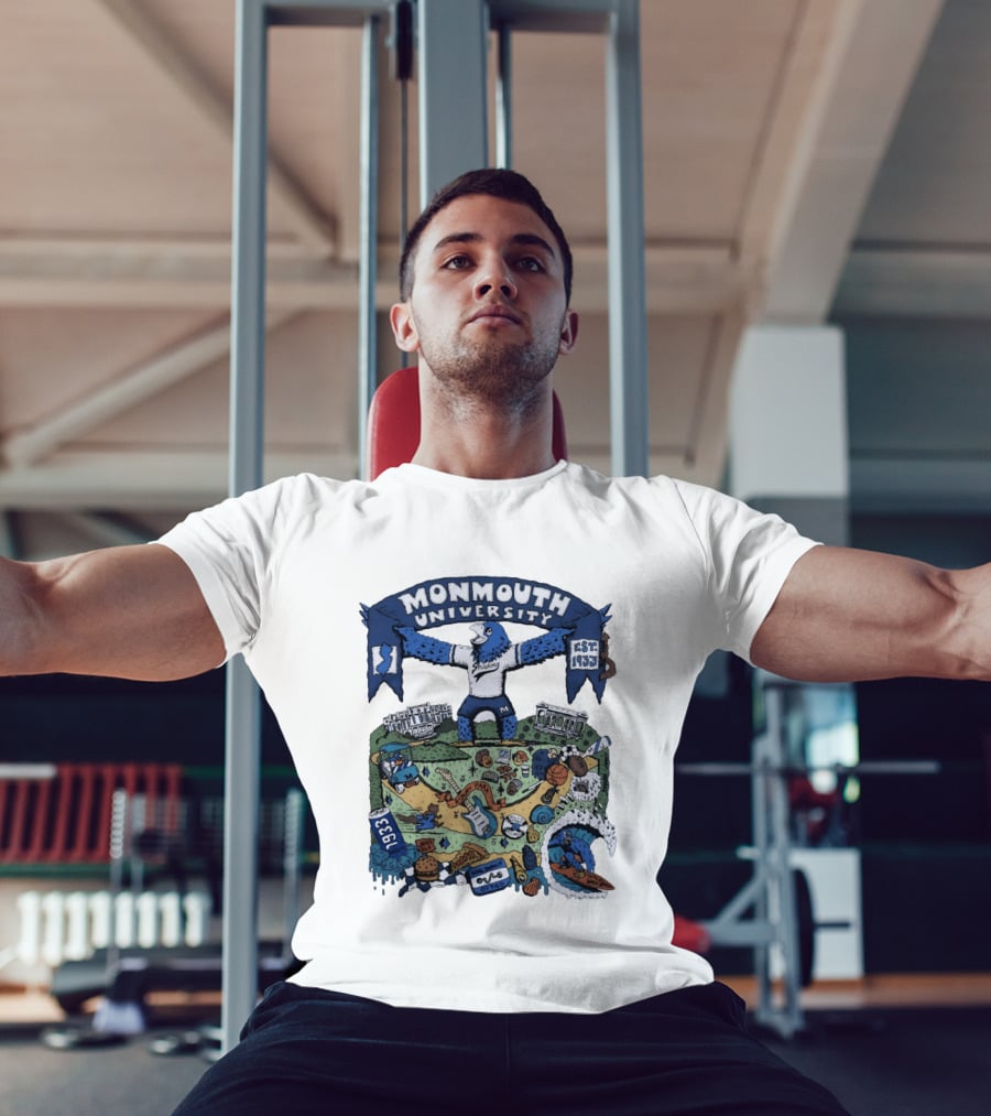 Monmouth University Julia Gash Shadow The Seahawk Est 1933 Campus Landmarks And Sports Motifs T-Shirt