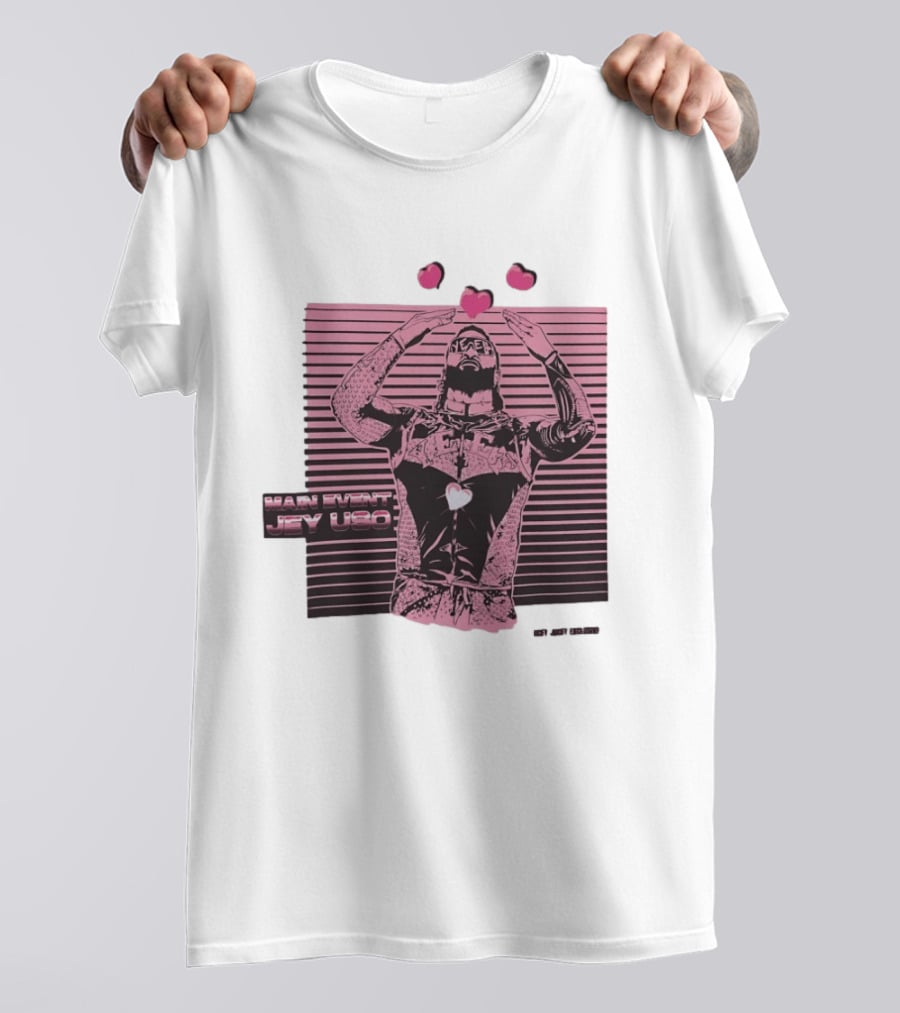 Main Event Jey Uso Ucey Jucey Pink Neon Heart Exclusive T-Shirt