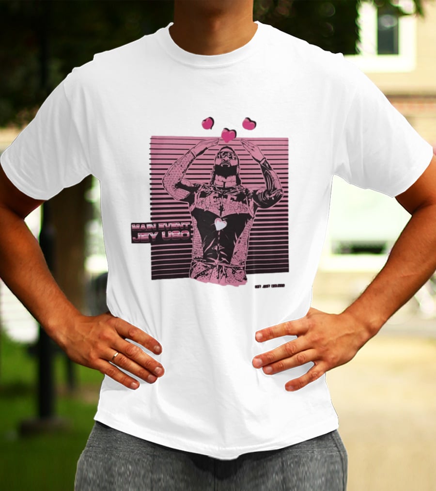 Main Event Jey Uso Ucey Jucey Pink Neon Heart Exclusive T-Shirt