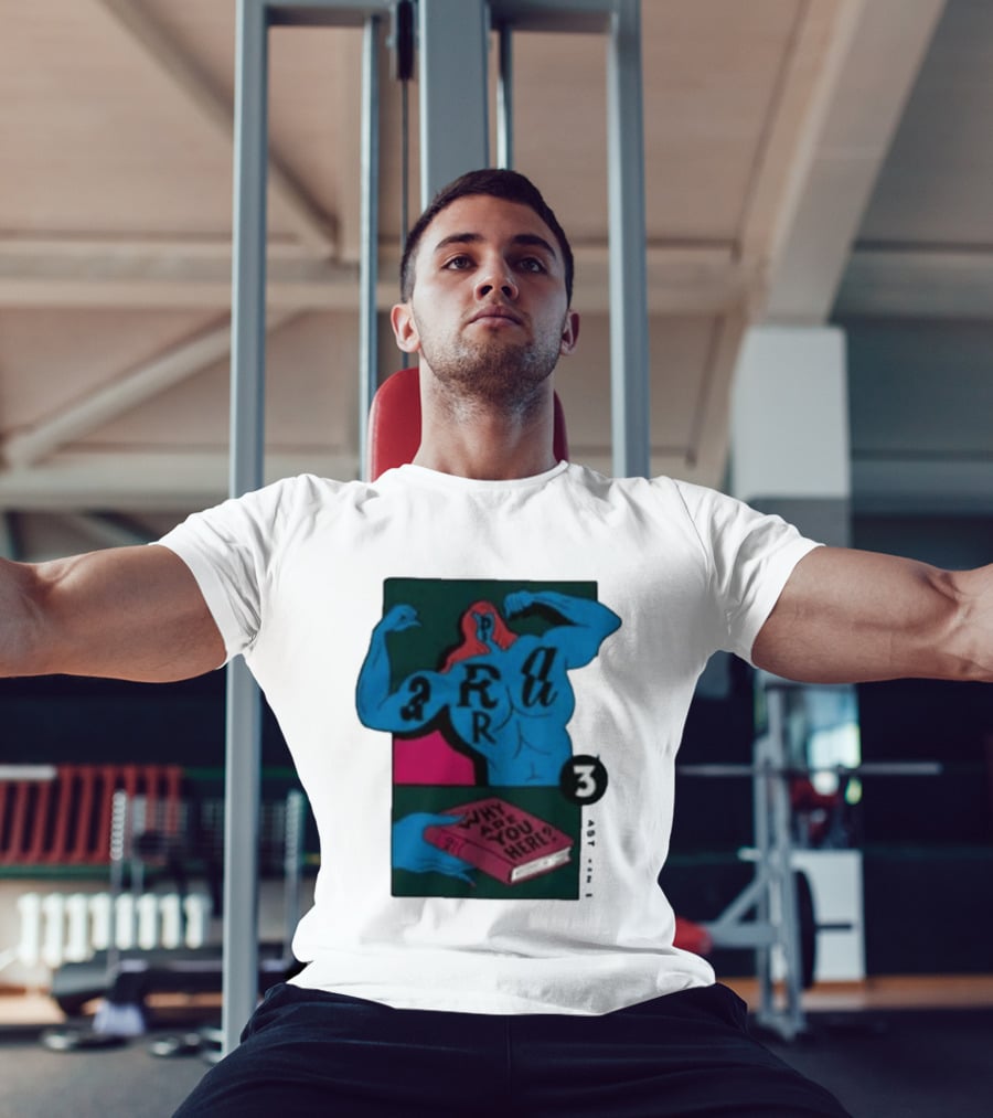 Why Are You Here Book Typography Muscle T-Shirt
