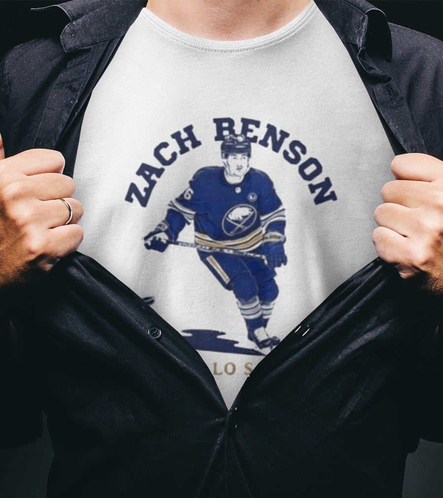 Zach Benson Buffalo Sabres Hockey Player Sketch T-Shirt