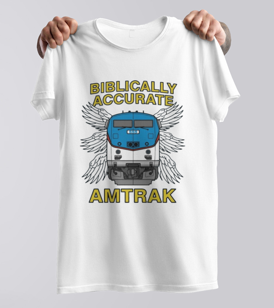 Biblically Accurate Amtrak Winged Train T-Shirt