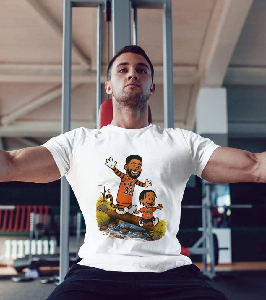 Calvin And Hobbes Crossover Karl Anthony Towns Jalen Brunson New York Knicks Basketball T-Shirt
