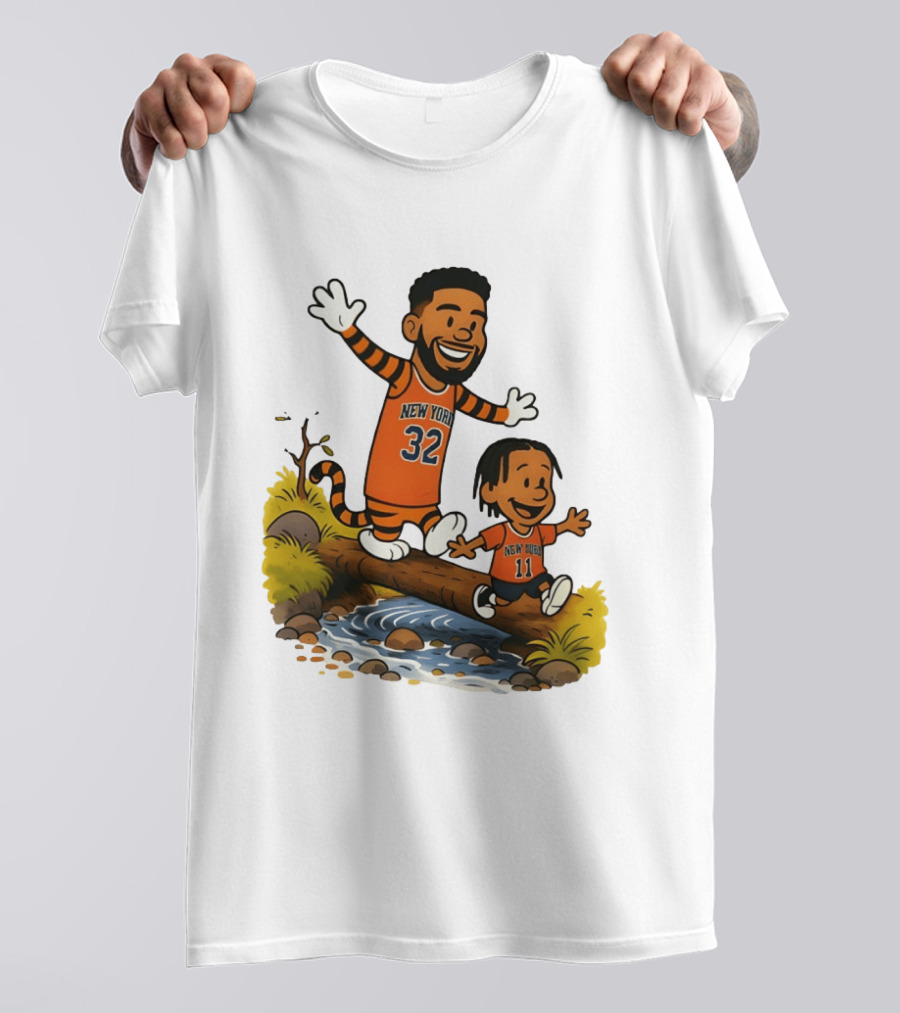 Calvin And Hobbes Crossover Karl Anthony Towns Jalen Brunson New York Knicks Basketball T-Shirt