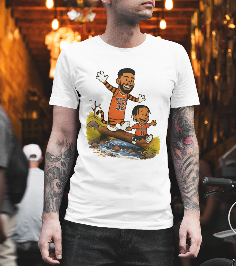 Calvin And Hobbes Crossover Karl Anthony Towns Jalen Brunson New York Knicks Basketball T-Shirt