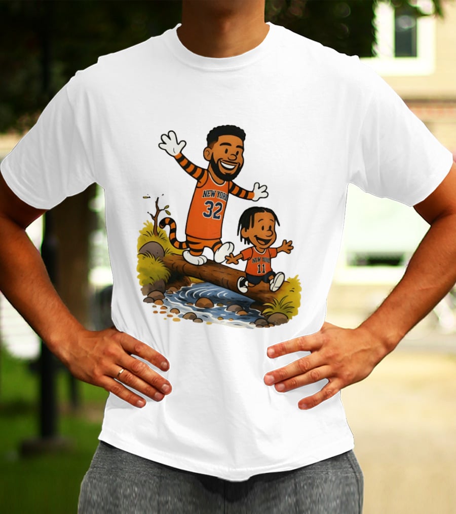 Calvin And Hobbes Crossover Karl Anthony Towns Jalen Brunson New York Knicks Basketball T-Shirt