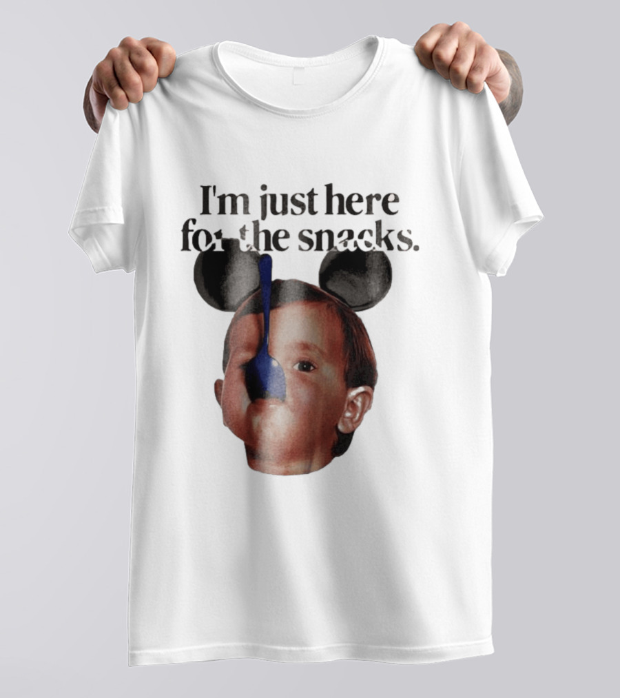 I'm Just Here For The Snacks Mickey Shaped Ears Spoon Face T-Shirt