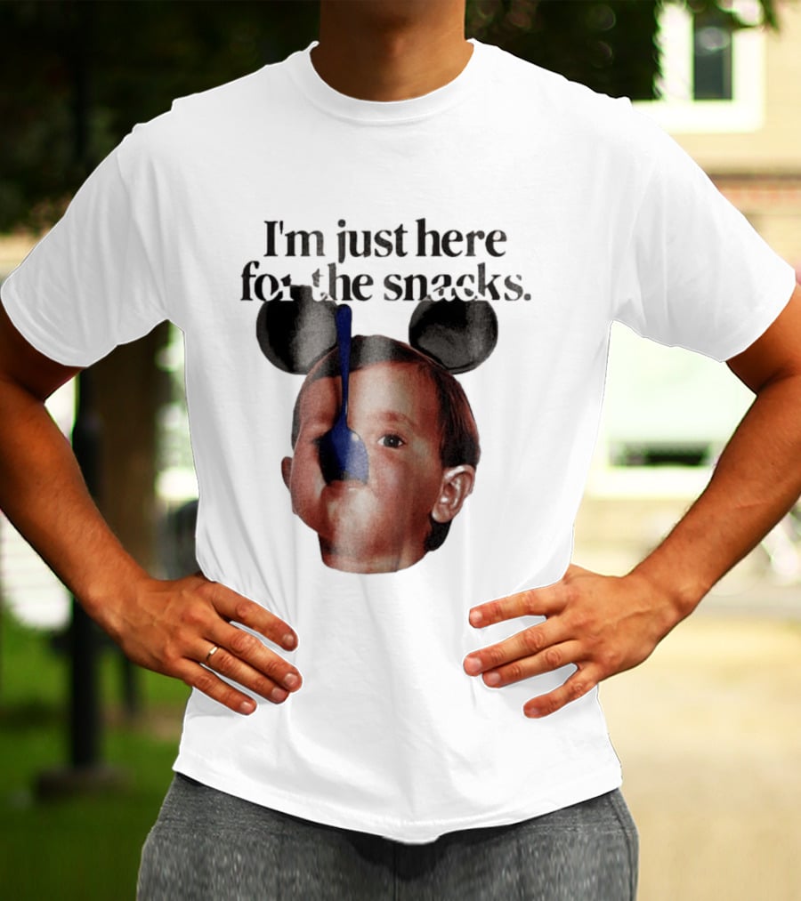 I'm Just Here For The Snacks Mickey Shaped Ears Spoon Face T-Shirt