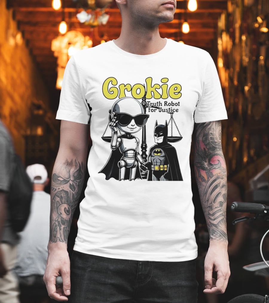 Grokie Batman Truth Robot For Justice Scales T-Shirt