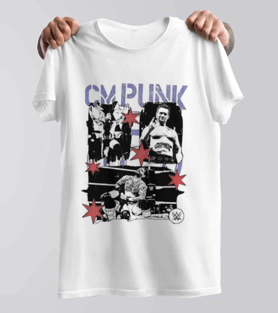 CM Punk WWE Chicago Stars Collage Wrestler Fan Favorite T-Shirt