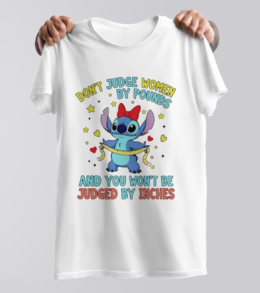 Don't Judge Women By Pounds Stitch With Hearts And Stars T-Shirt