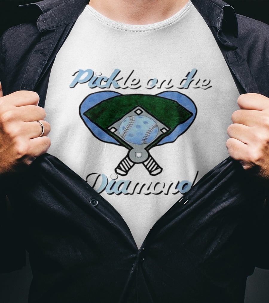Pickle On The Diamond Baseball Field With Bats And Ball T-Shirt