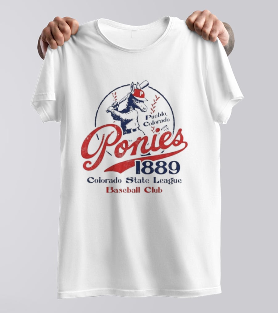 Ponies 1889 Colorado State League Baseball Club Retro Sports Memorabilia T-Shirt
