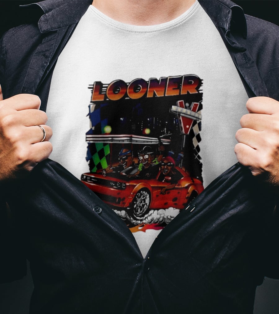 Looner Cartoon Car Race Adventure T-Shirt