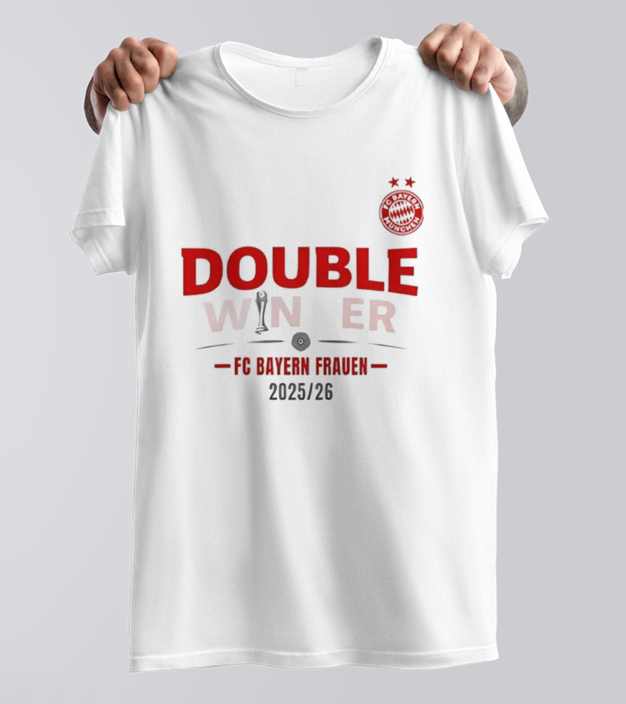Double Winner FC Bayern Frauen 2025 2026 Championship Victory T-Shirt