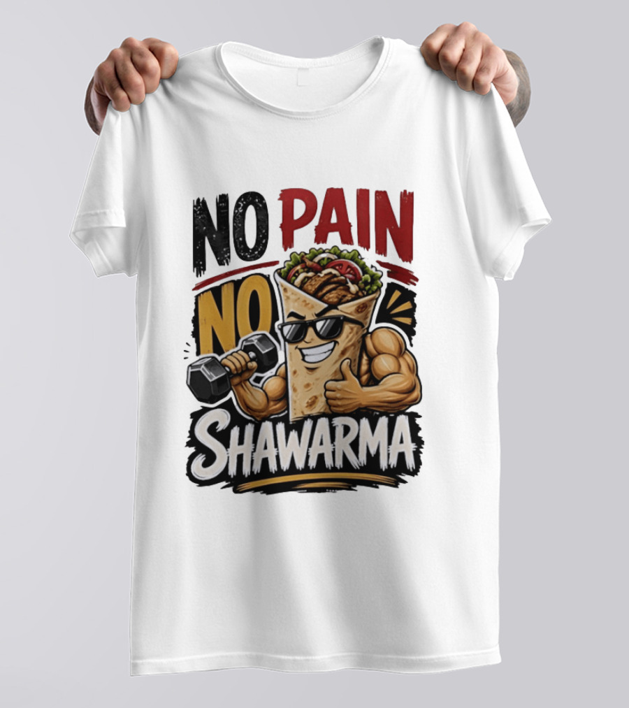 No Pain No Shawarma Workout Motivational Shawarma T-Shirt