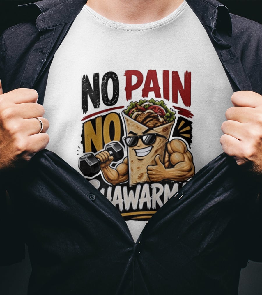 No Pain No Shawarma Workout Motivational Shawarma T-Shirt