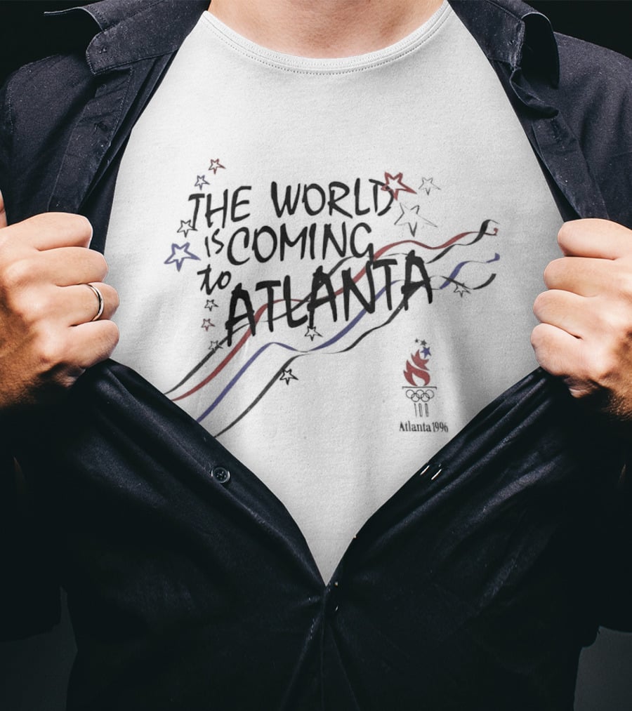 The World Is Coming To Atlanta 1996 Olympics Torch T-Shirt