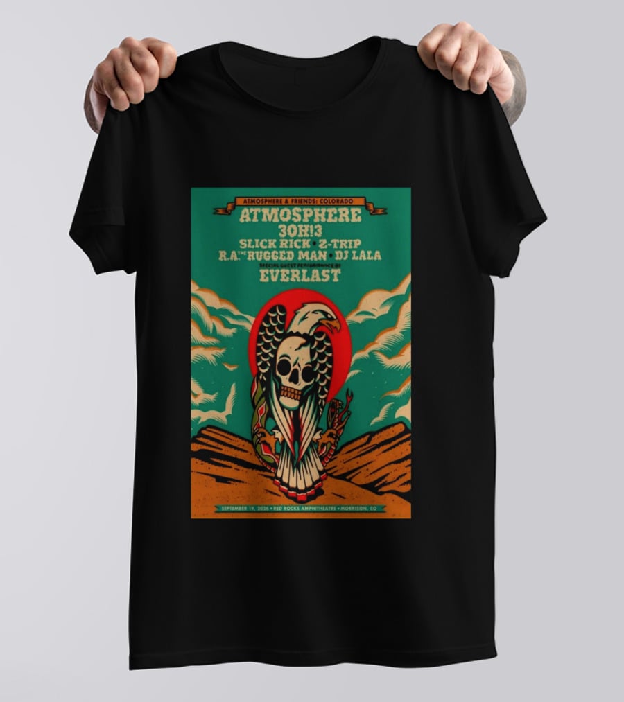 Atmosphere Friends Colorado Slick Rick Red Rocks September 19 2026 Morrison CO T-Shirt