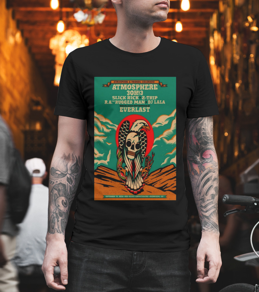 Atmosphere Friends Colorado Slick Rick Red Rocks September 19 2026 Morrison CO T-Shirt