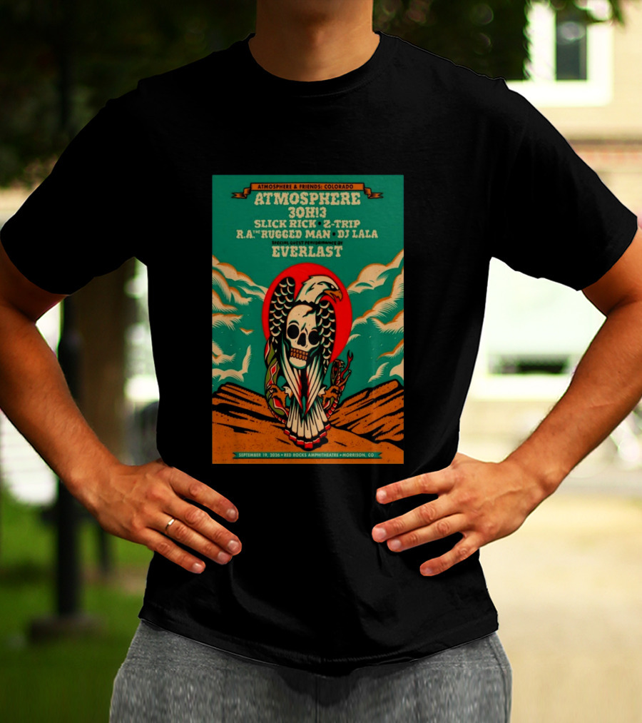 Atmosphere Friends Colorado Slick Rick Red Rocks September 19 2026 Morrison CO T-Shirt