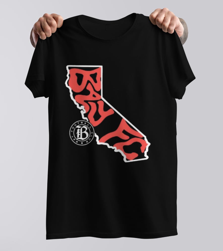 Bay FC Groovy Text California State Map Football Club T-Shirt