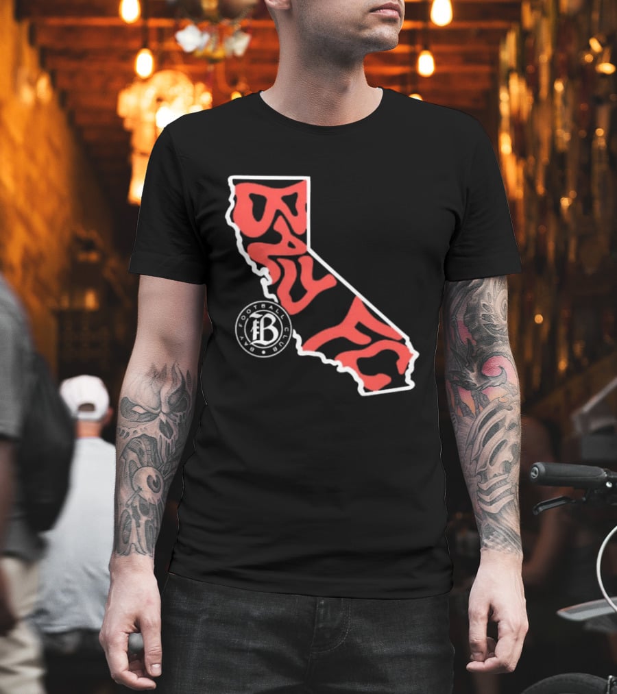 Bay FC Groovy Text California State Map Football Club T-Shirt