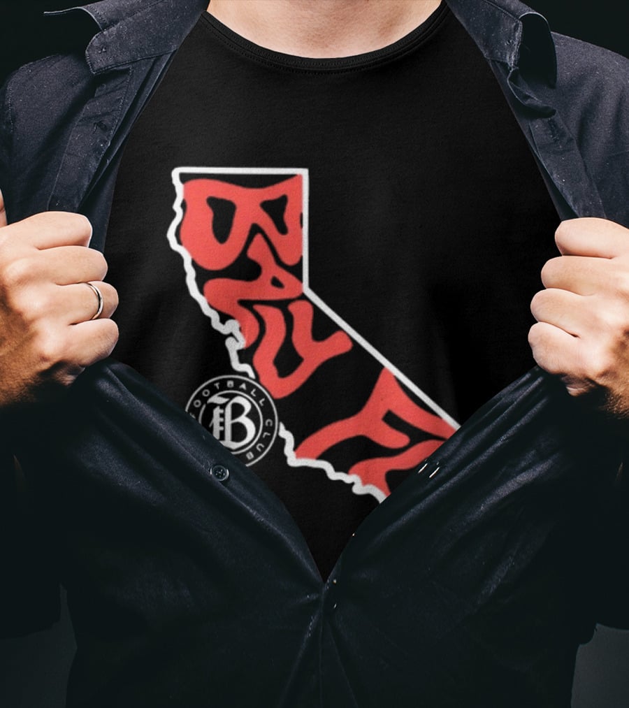 Bay FC Groovy Text California State Map Football Club T-Shirt