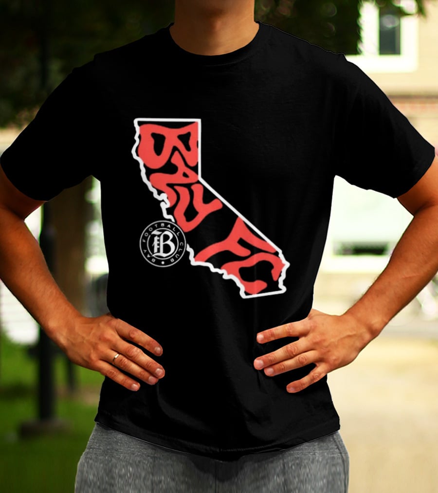 Bay FC Groovy Text California State Map Football Club T-Shirt