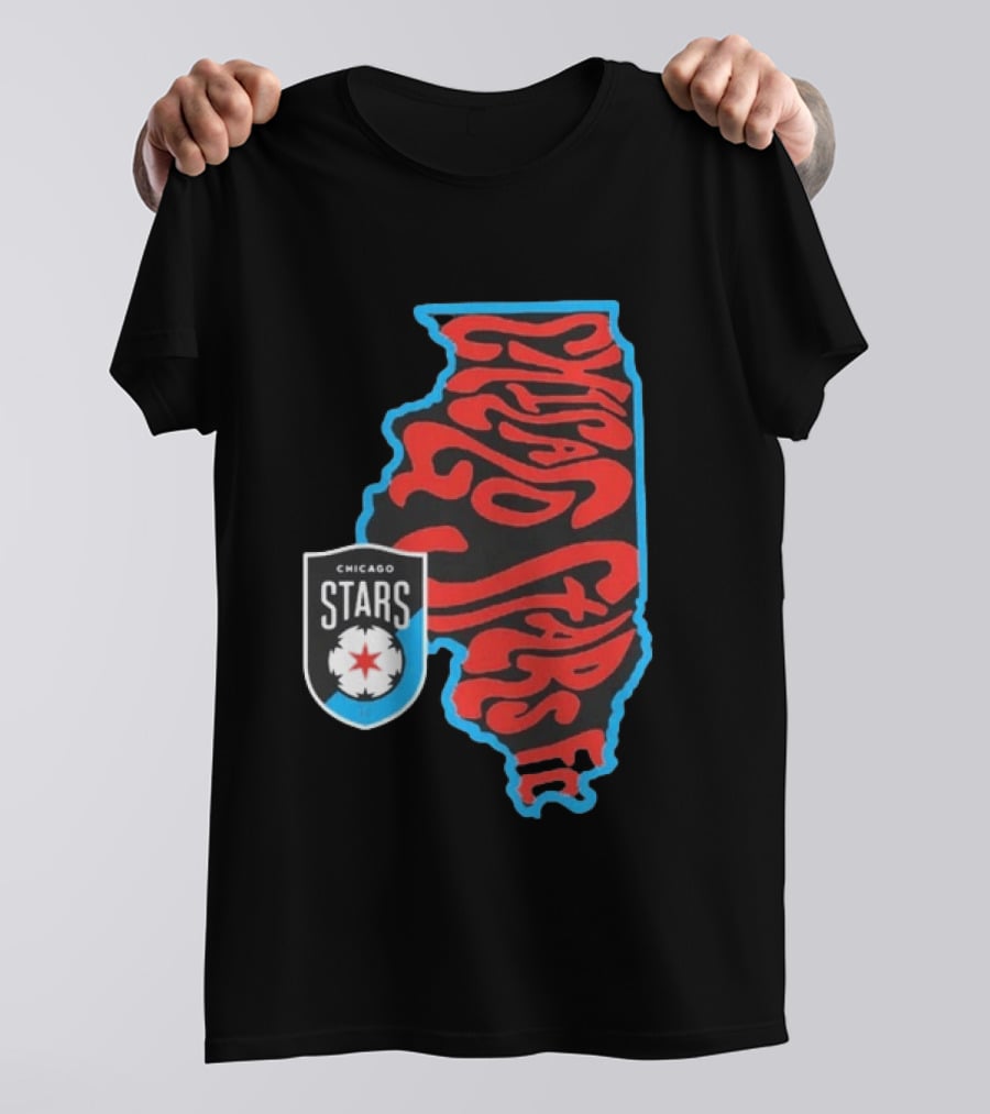 Chicago Stars FC Groovy Team State Illinois Map T-Shirt