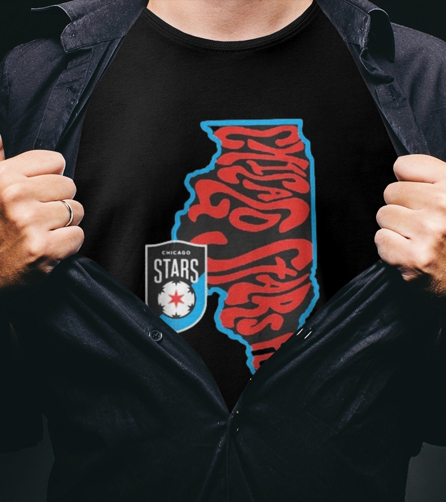 Chicago Stars FC Groovy Team State Illinois Map T-Shirt