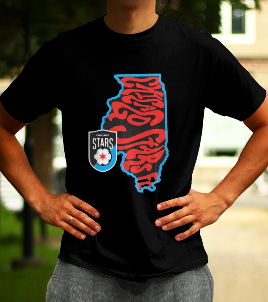 Chicago Stars FC Groovy Team State Illinois Map T-Shirt