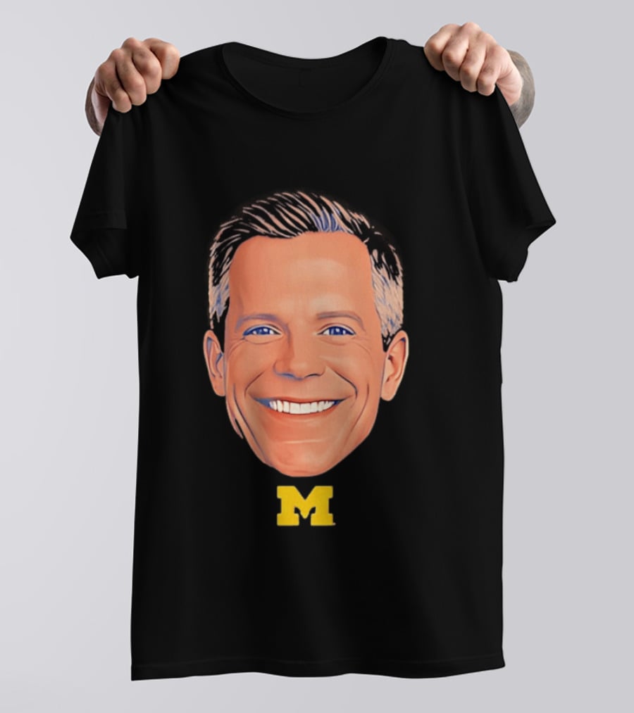 Dusty May Big Face Michigan Wolverines M Yellow T-Shirt
