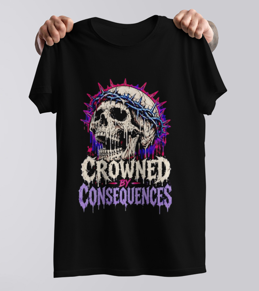 Crowned By Consequences Dark Skull Gothic Horror T-Shirt