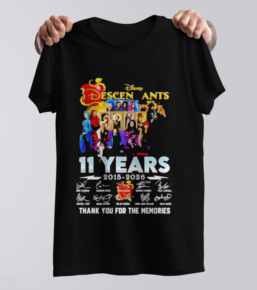 Disney Descendants 11 Years 2015 2026 Thank You For The Memories Signatures T-Shirt