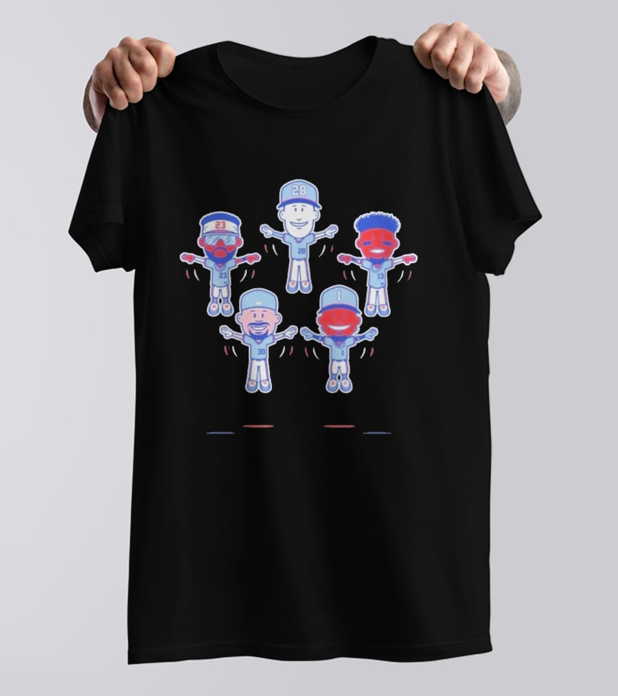 Keep Flying 2 Cartoon Baseball Players With Numbers 23, 28, 13, 30, 1 T-Shirt