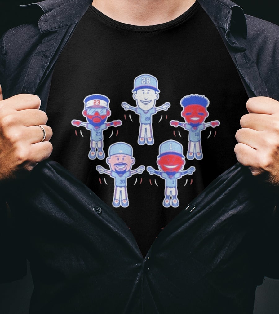 Keep Flying 2 Cartoon Baseball Players With Numbers 23, 28, 13, 30, 1 T-Shirt