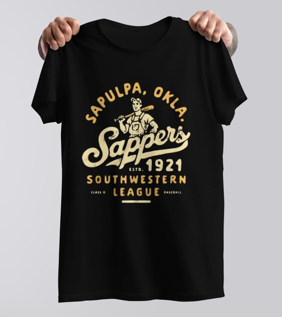 Sapulpa Oklahoma Sappers Southwestern League Class D Baseball Estd 1921 T-Shirt