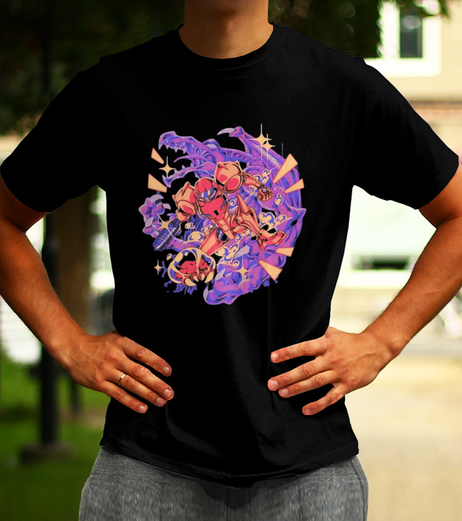 Metroid Samus Aran Versus Ridley Galactic Battle Hunter T-Shirt