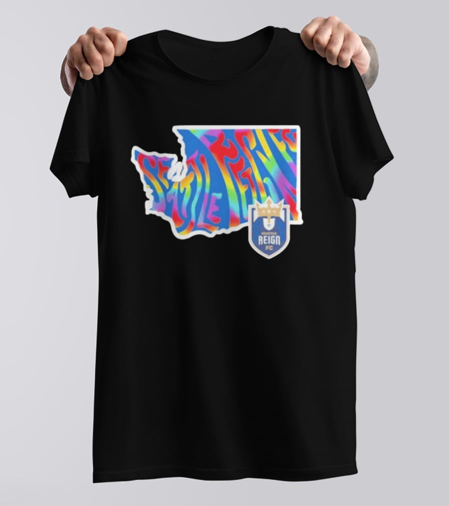 Seattle Reign FC Groovy Pride State Washington Map Rainbow T-Shirt