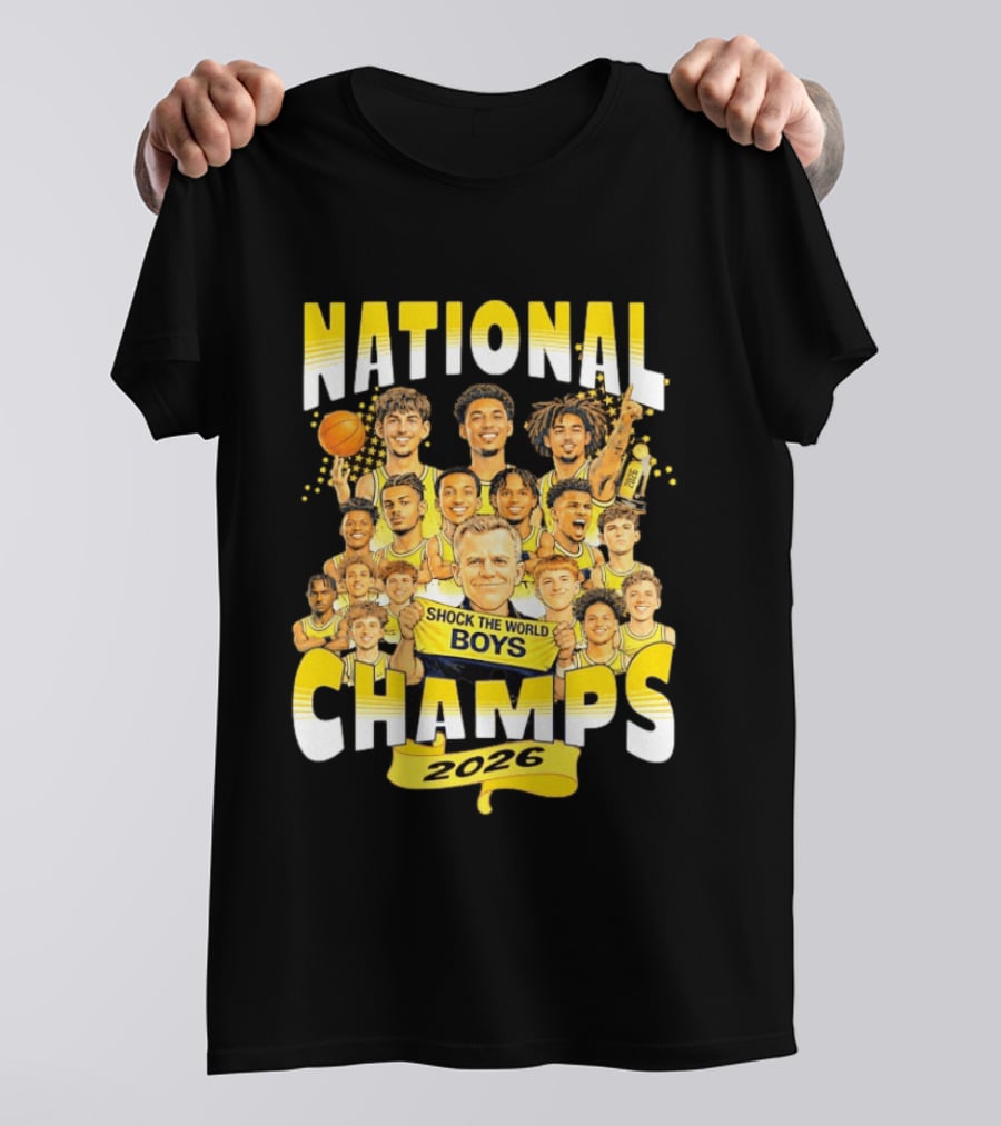 Michigan Wolverines National Champs 2026 Shock The World Boys T-Shirt